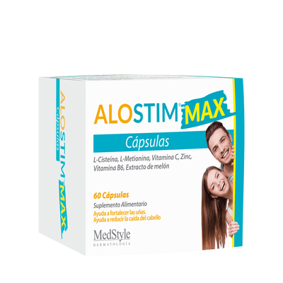 Alostim Max - Suplemento antioxidante para piel, cabello y uñas con SOD y L-Cisteína