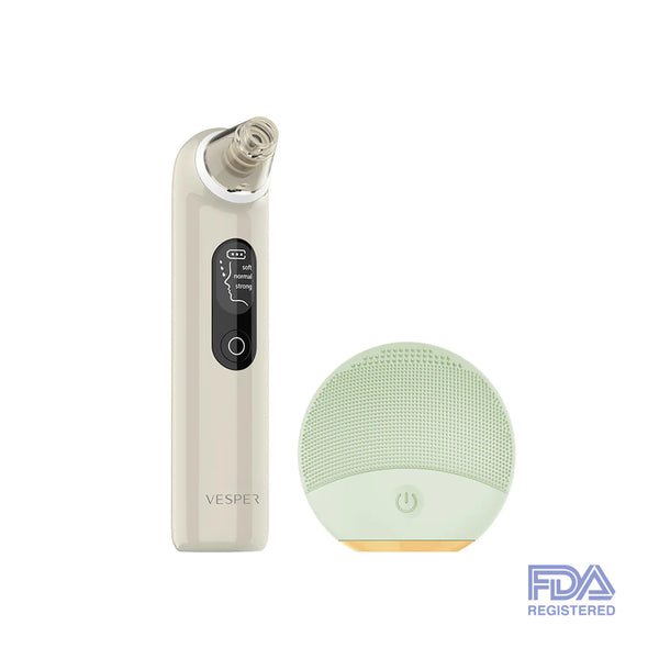 Set de limpieza facial - Removedor de puntos negros con luz azul + cepillo de limpieza facial