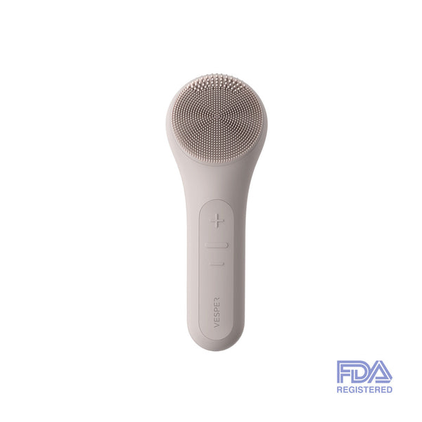 Cepillo de limpieza facial sónico con calor Gris