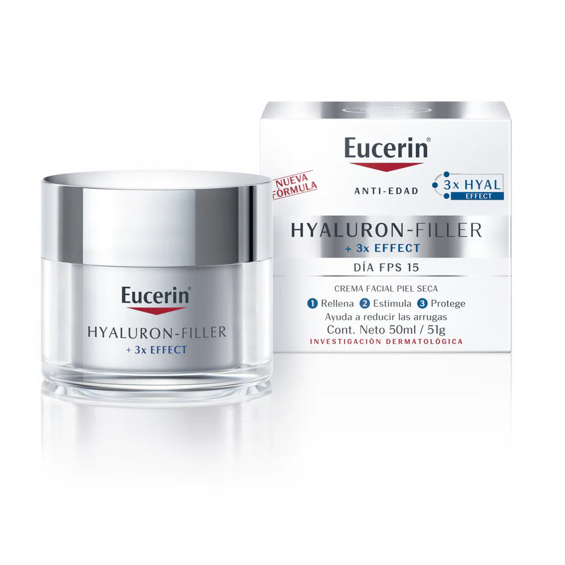 Hyaluron-Filler + 3X Effect Día SPF15 – Antiedad con ácido hialurónico y protección UV