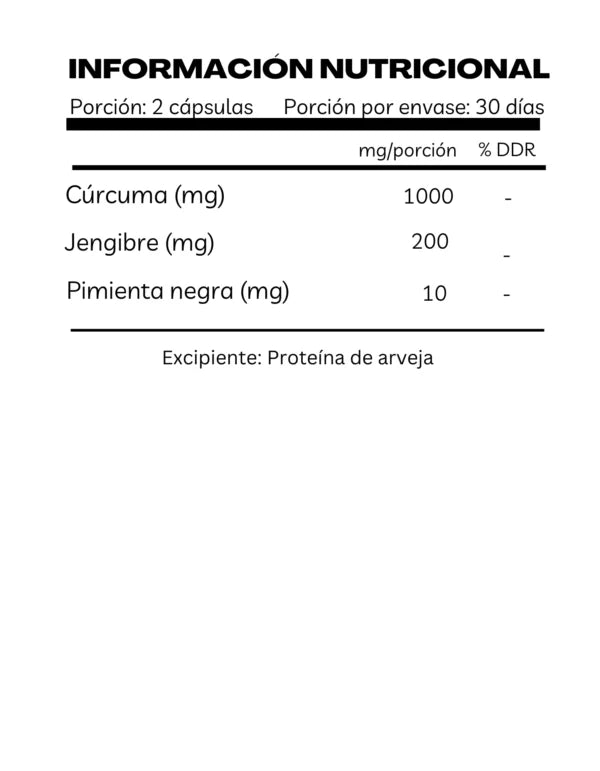 Cúrcuma Activada 60 Caps - Antiinflamatorio + soporte articular y digestivo