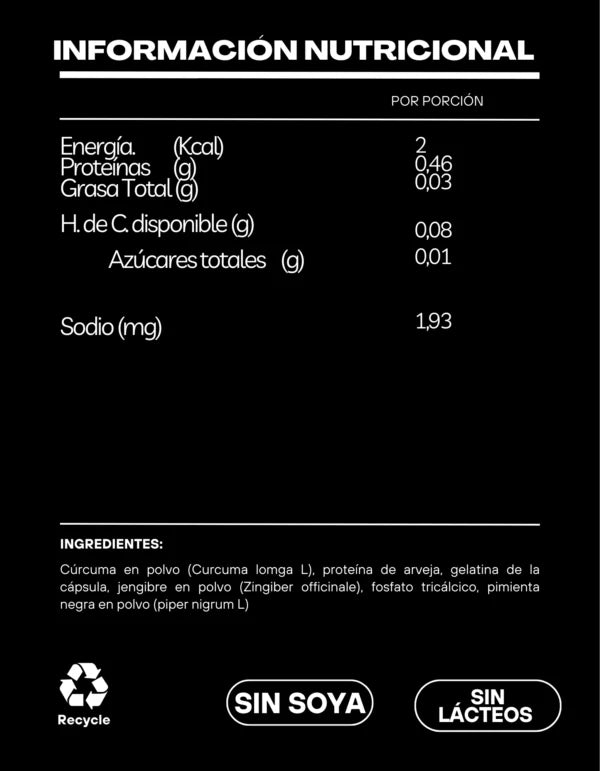 Cúrcuma Activada 60 Caps - Antiinflamatorio + soporte articular y digestivo