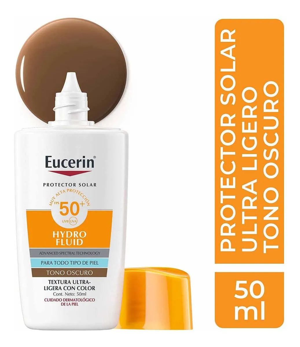 Hydro Fluid con Color Tono Oscuro (Bronze) FPS 50+ - Alta cobertura, textura ligera