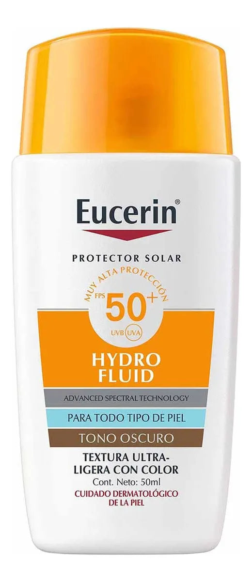 Hydro Fluid con Color Tono Oscuro (Bronze) FPS 50+ - Alta cobertura, textura ligera