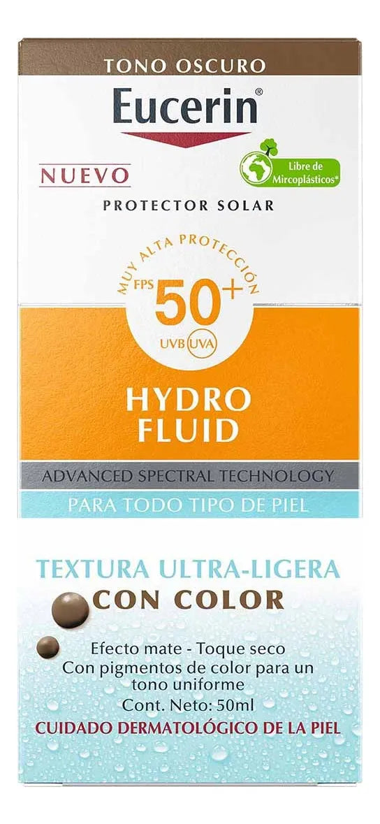 Hydro Fluid con Color Tono Oscuro (Bronze) FPS 50+ - Alta cobertura, textura ligera