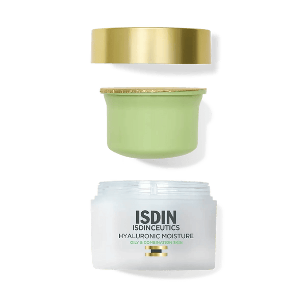 ISDIN Isdinceutics Hyaluronic Moisture Oily Skin Refill 50 g: cápsula de recarga, tapa dorada y frasco original
