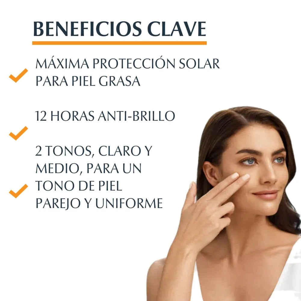 Eucerin Oil Control Tinted SPF 50+ – Protección solar + acabado mate que controla el exceso de grasa