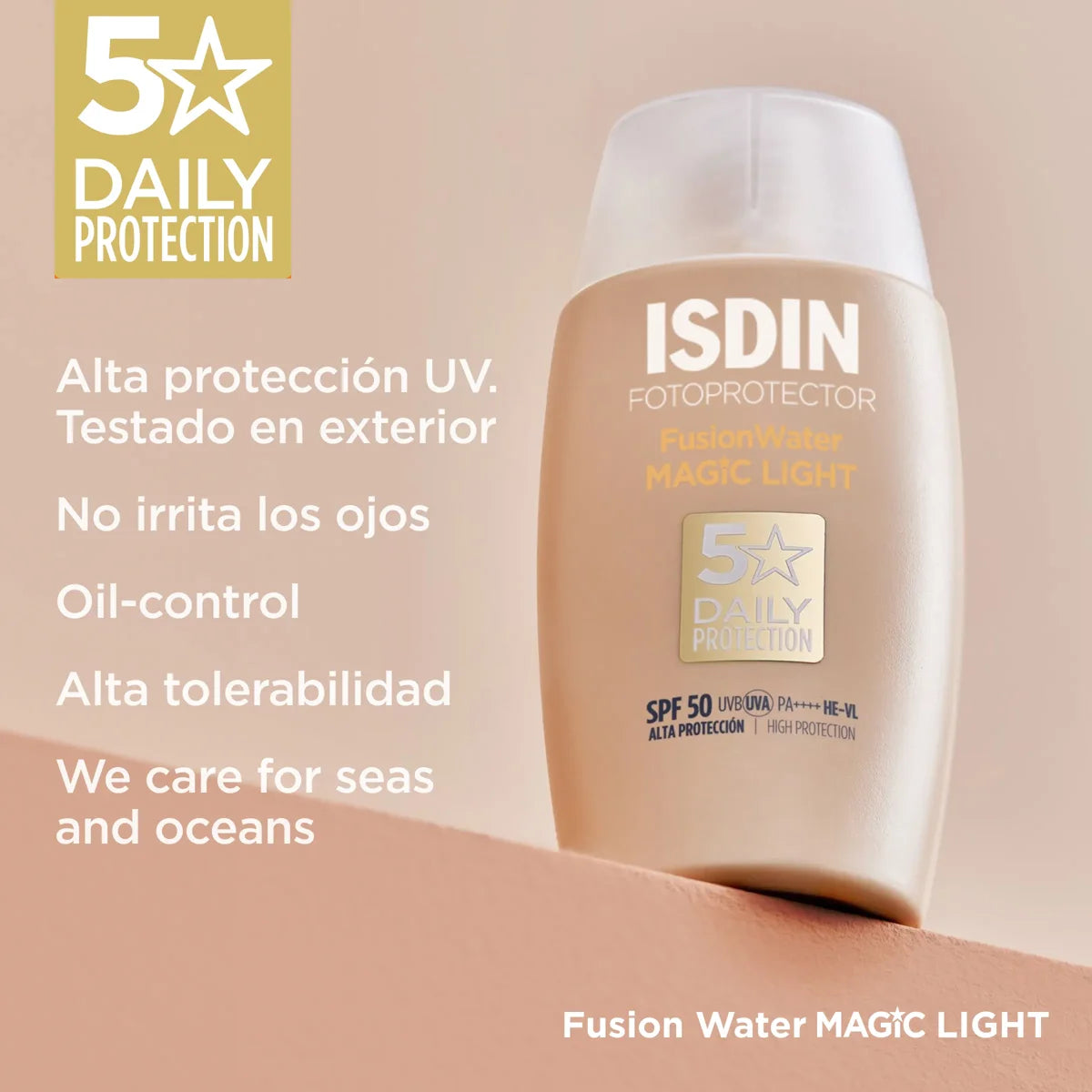 Fusion Water Magic SPF 50 - Protector solar facial con color y acción hidratante - 2 Colores