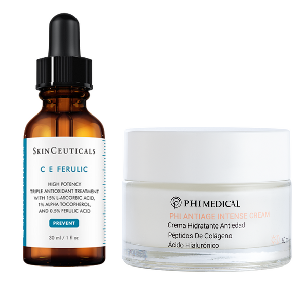 Pack C E Ferulic & PHI ANTIAGE - Sérum Antioxidante y Crema Antiarrugas para Piel Firme y Rejuvenecida