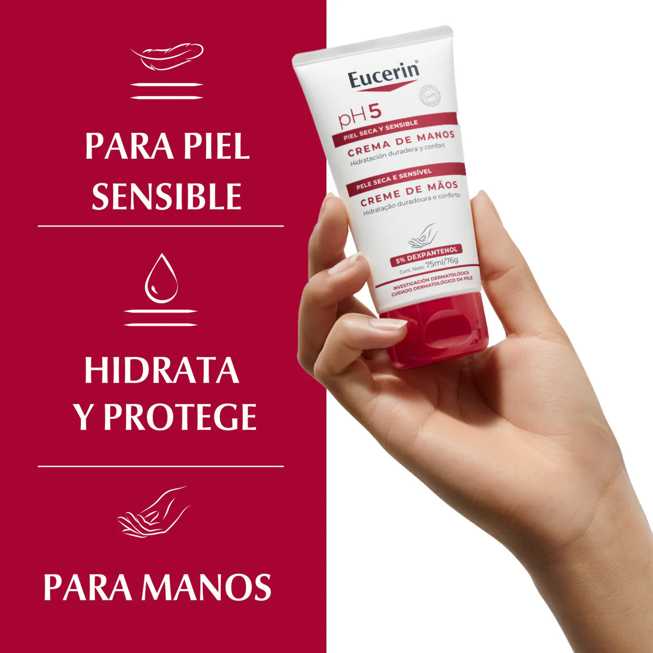 Eucerin pH5 Crema de Manos – Hidratación profunda y protección para manos secas