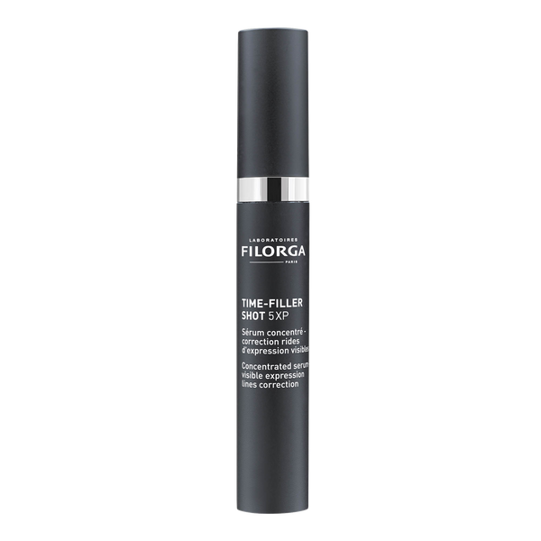 Filorga Time-Filler Shot 5XP, sérum concentrado antiarrugas en formato pluma negra de 15 ml