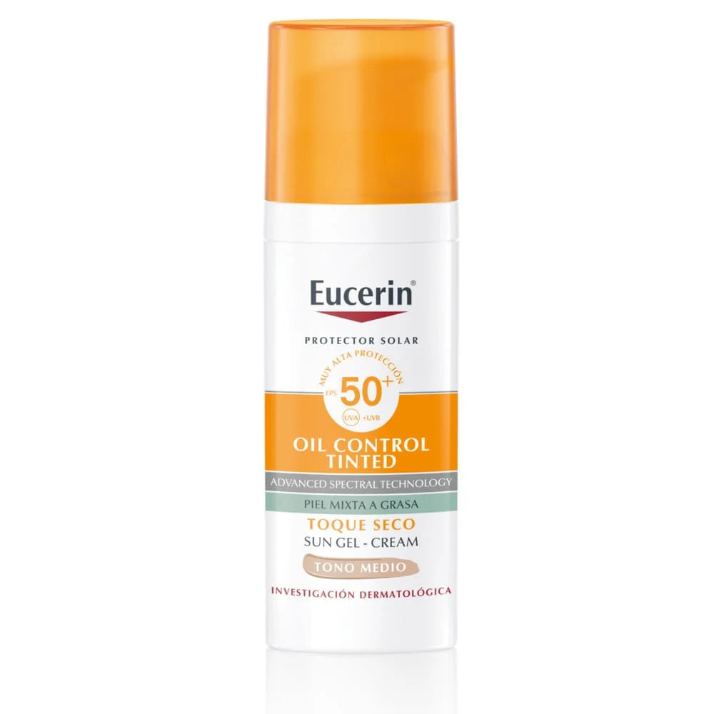 Eucerin Oil Control Tinted SPF 50+ – Protección solar + acabado mate que controla el exceso de grasa