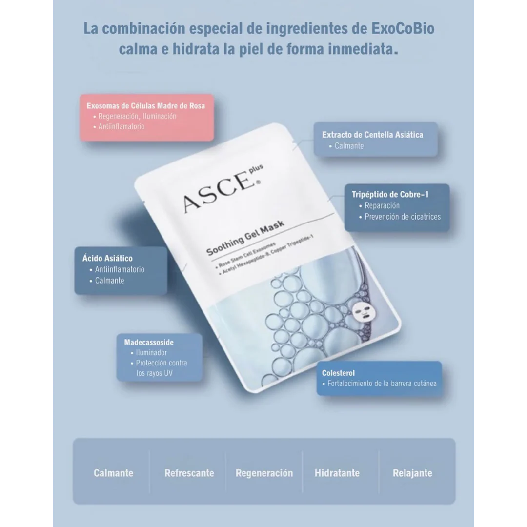ASCE Soothing Gel Mask – Mascarilla con exosomas calmante que regenera tu piel por dentro [3 unidades]