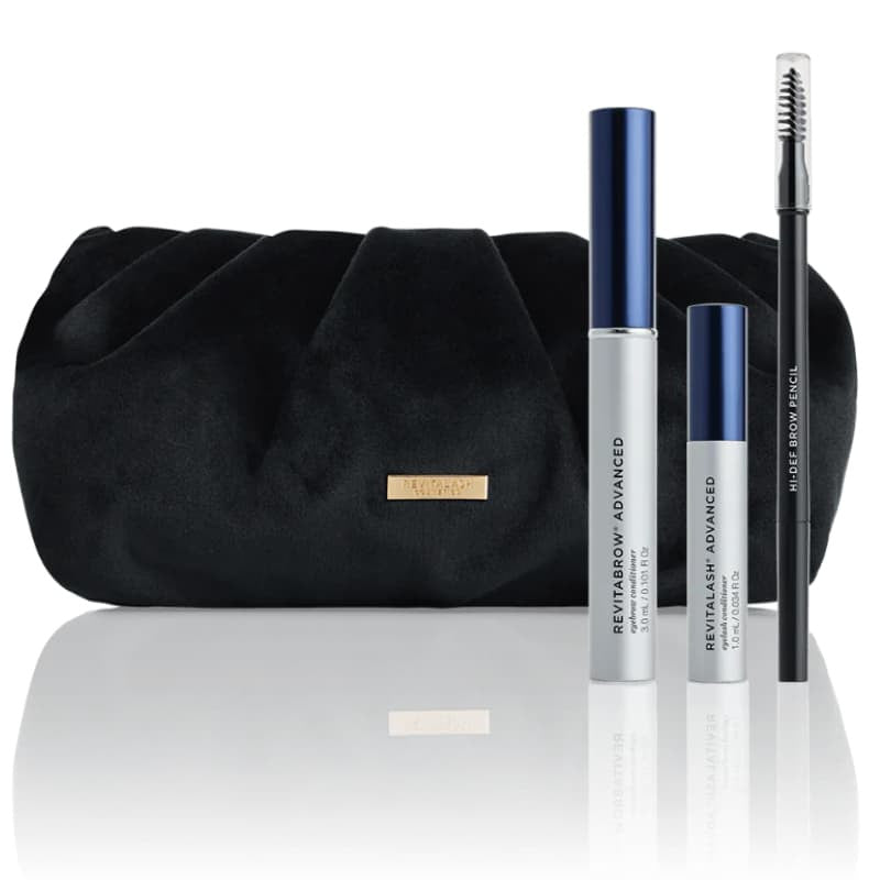 Revitalash Deluxe Brow & Lash Set - Sérum para pestañas y cejas con lápiz y bolso de terciopelo negro