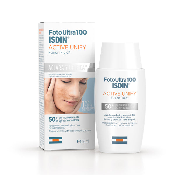 Foto Ultra 100 ISDIN Active Unify Fusion Fluid SPF 50+ - SPF de alta potencia - Aclara y unifica tu tono de piel - En 2 colores