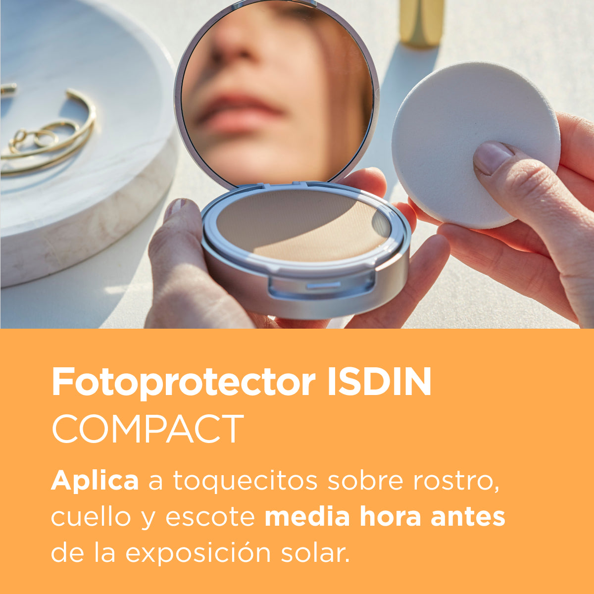Fotoprotector Compact SPF 50 + - Maquillaje compacto con muy alta protección en dos colores
