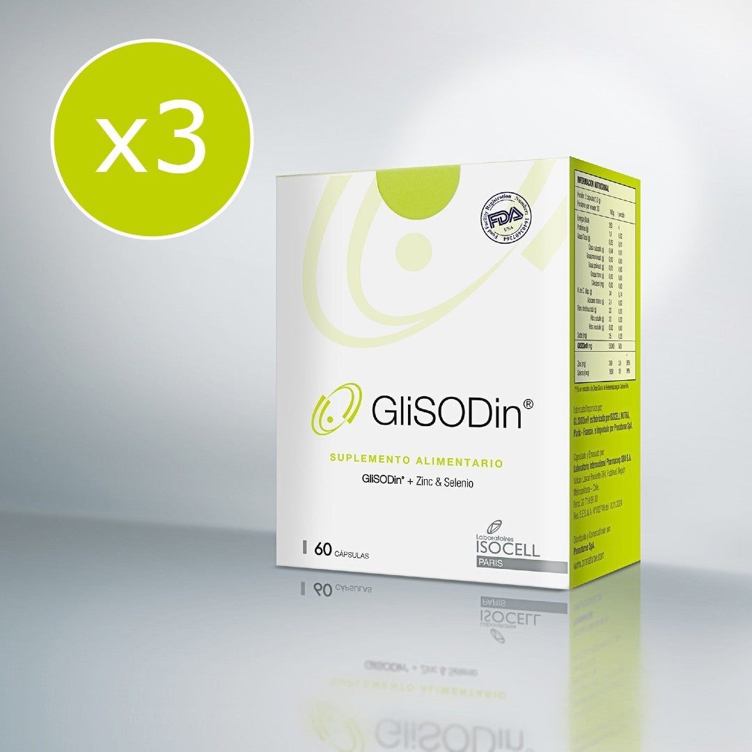 GliSODin  - 3 meses - Antioxidante sistémico. Rejuvenece, hidrata, y da brillo